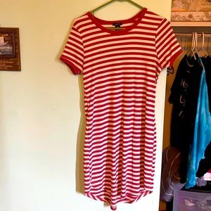 Red and white striped T-shirt dress